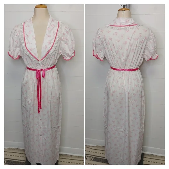 Vintage Cotton Blend Maxi Nightgown Size L - Picture 2 of 11